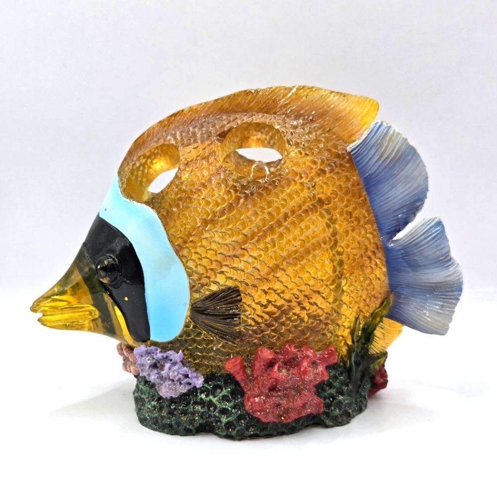 As Is VTG Speckled Lucite Acrylic Tropical Fish Wish Resin Toothbrush Holder